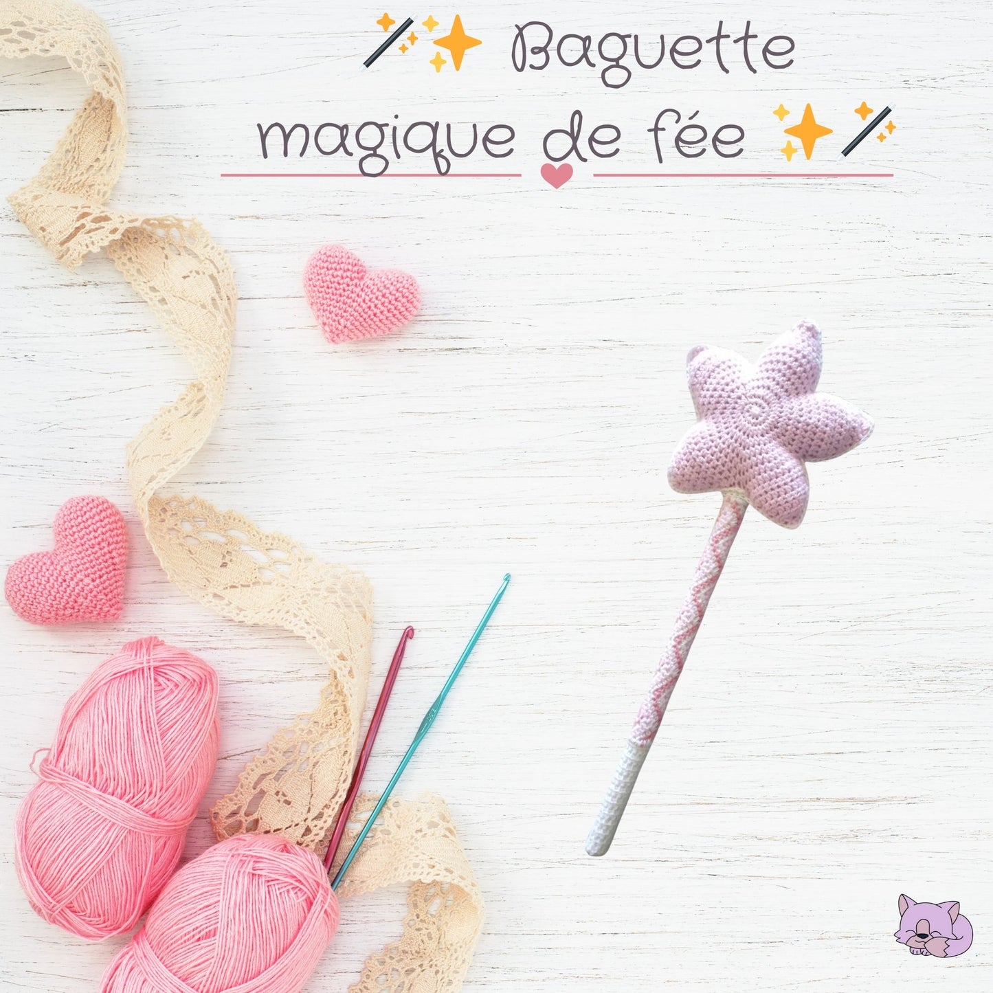 🪄✨ Baguette magique de fée en crochet – Fait main 👑✨