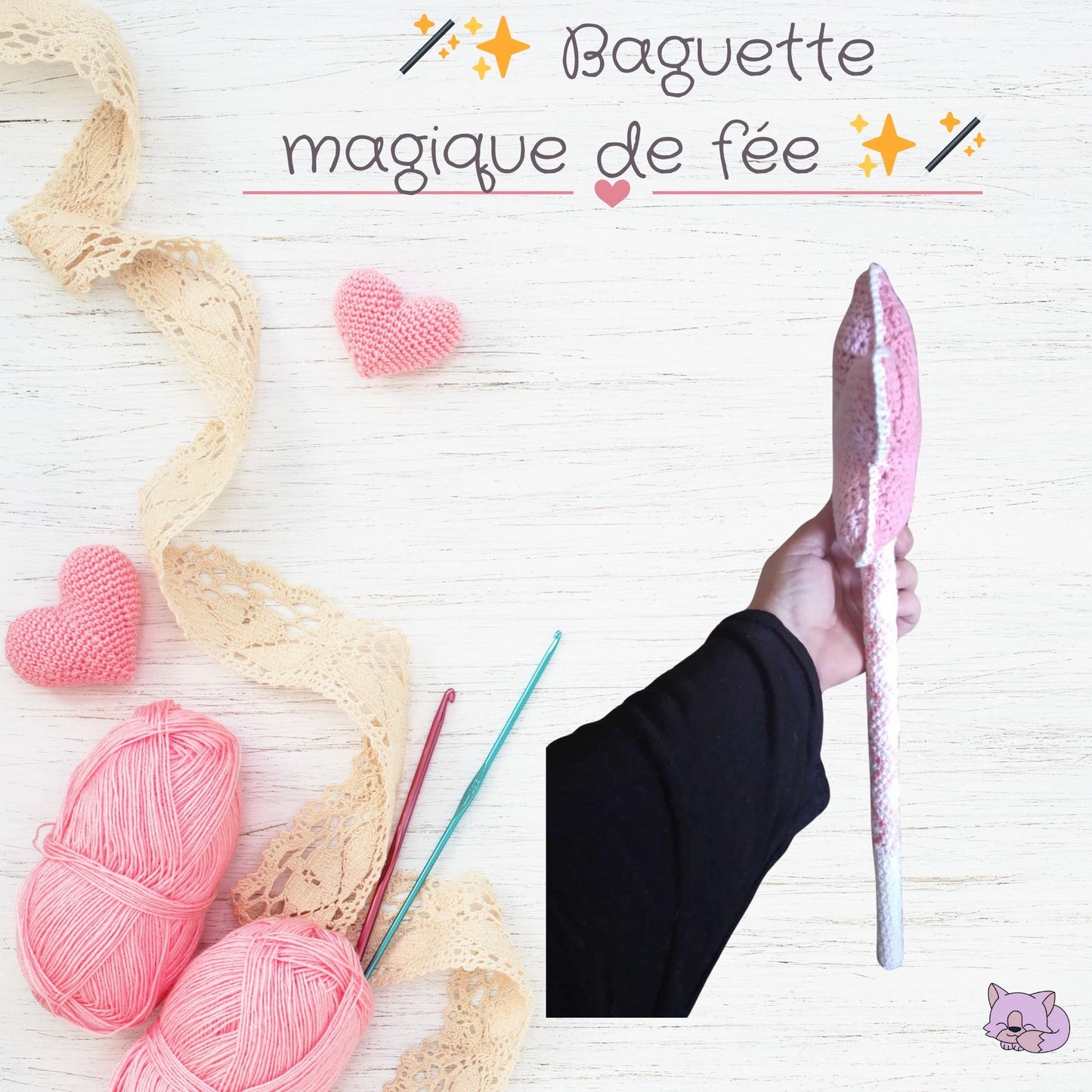 🪄✨ Baguette magique de fée en crochet – Fait main 👑✨