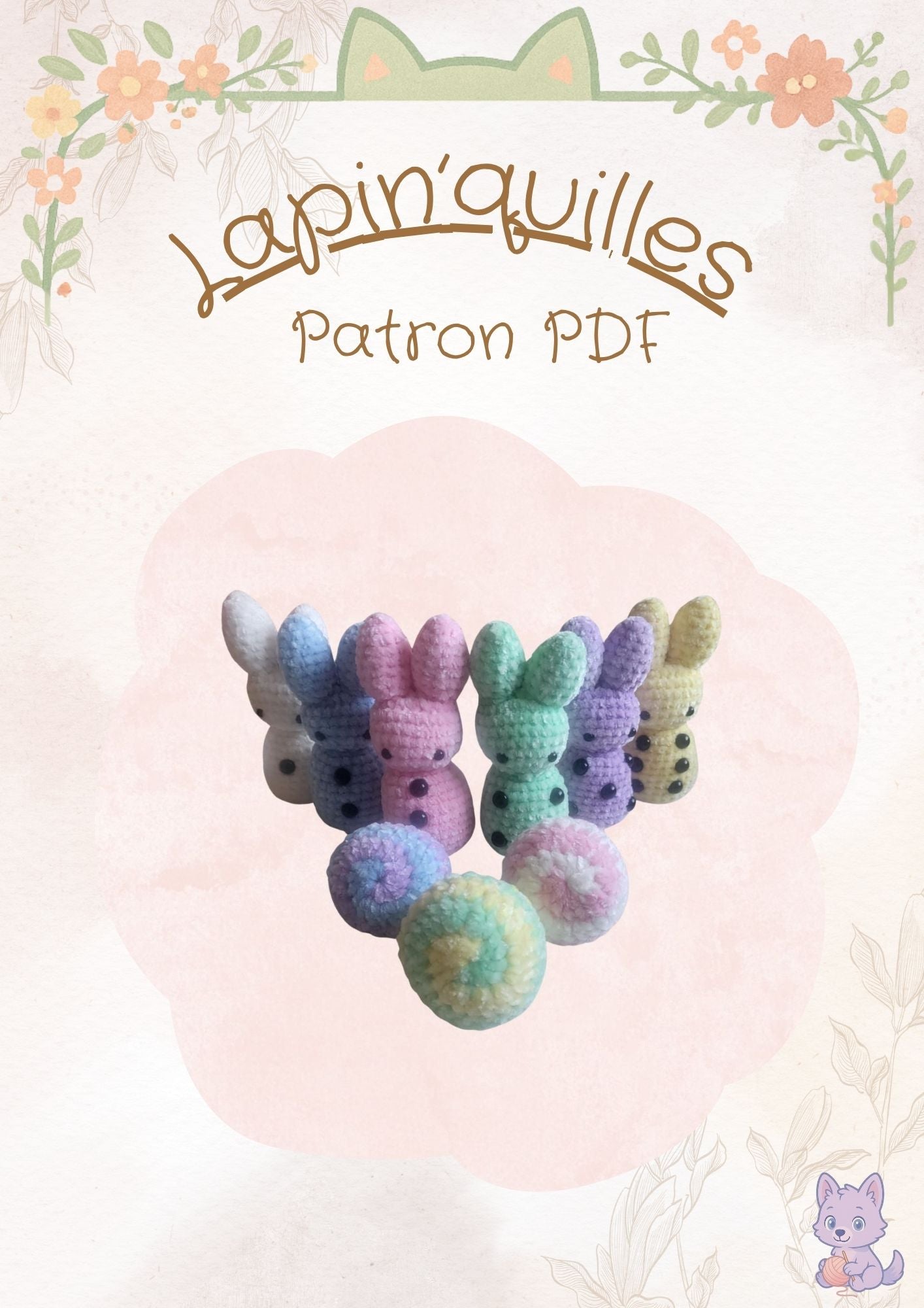🧶🐰 Tuto PDF – Les Lapin’quilles (6 lapins + 3 balles)