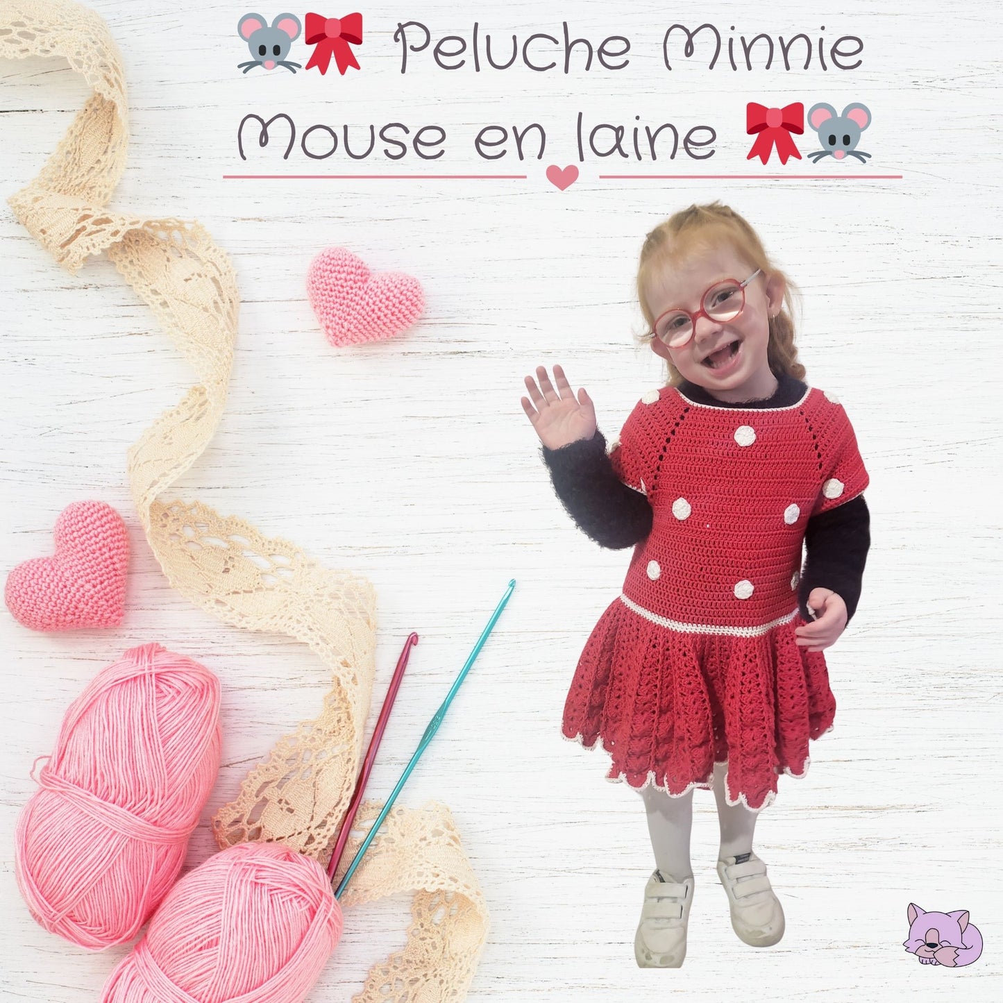 🎀 Robe Minnie Mouse rouge à pois blancs – 3/4 ans 🎀