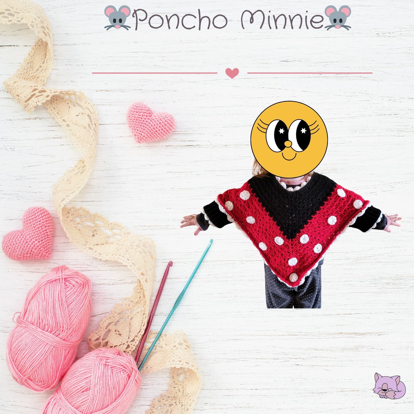 🌟 Poncho Minnie Mouse en laine pour enfants 🌟