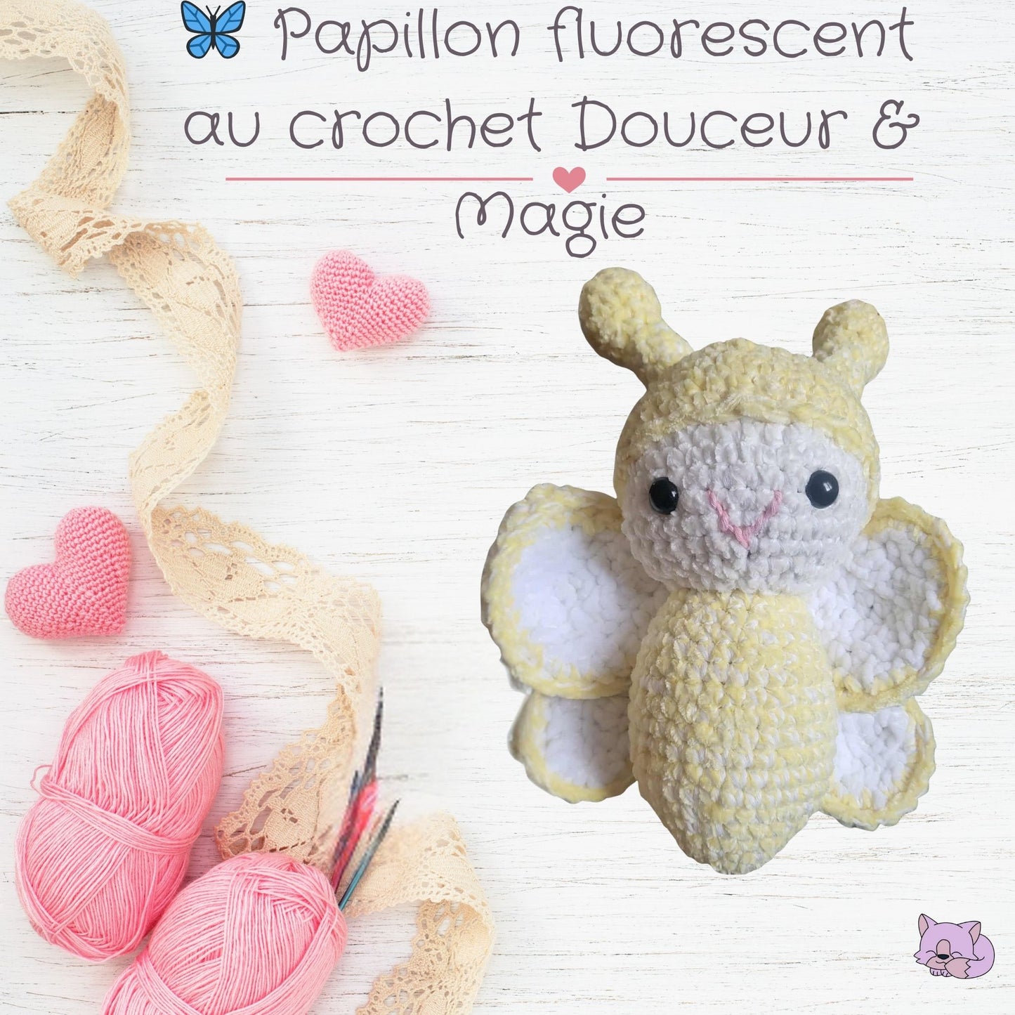 🦋 Papillon fluorescent au crochet – Douceur & Magie ✨