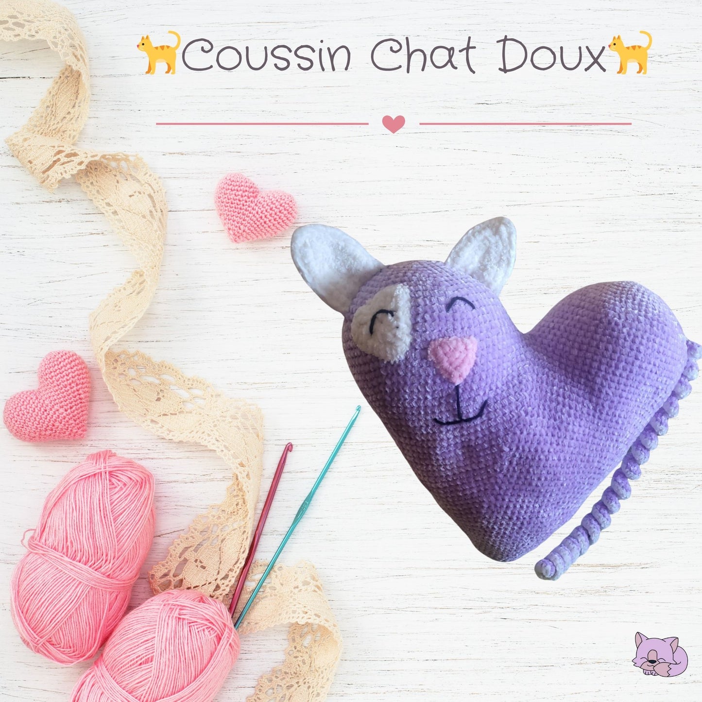 🐱Coussin Chat Doux – Coussin décoratif en forme de chat violet
