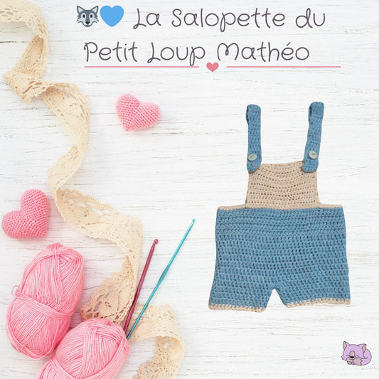 👶🩵 La salopette du petit loup Mathéo – Fait main au crochet