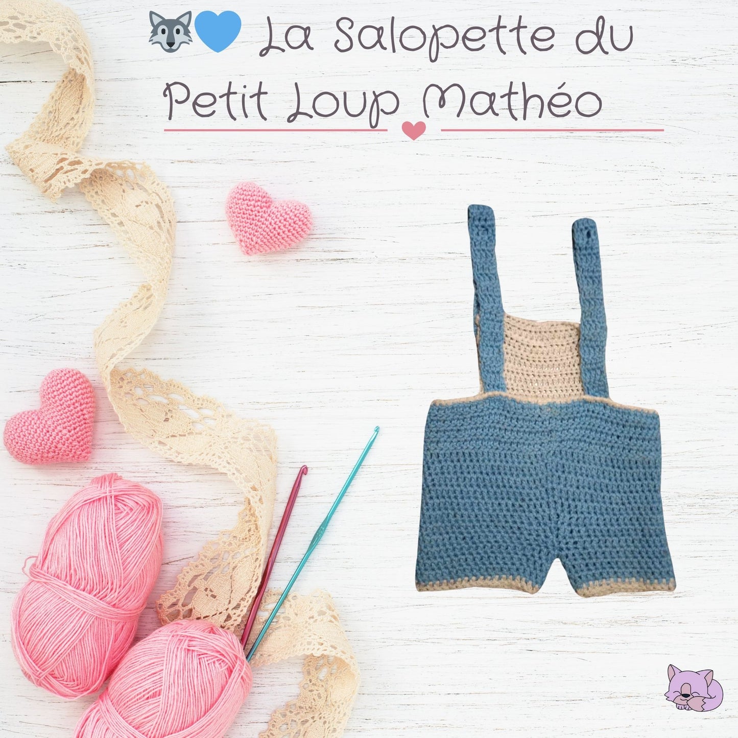 👶🩵 La salopette du petit loup Mathéo – Fait main au crochet