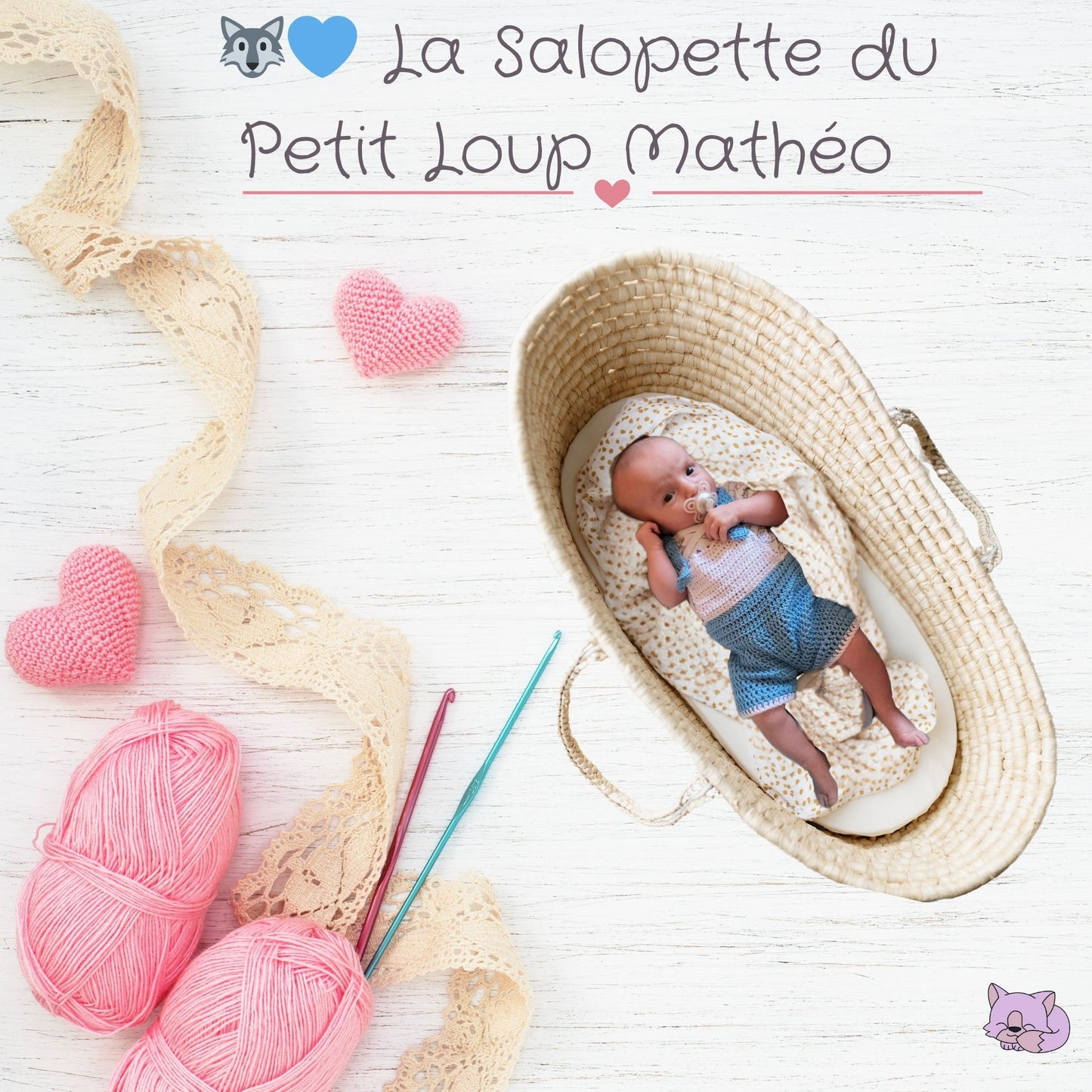 👶🩵 La salopette du petit loup Mathéo – Fait main au crochet