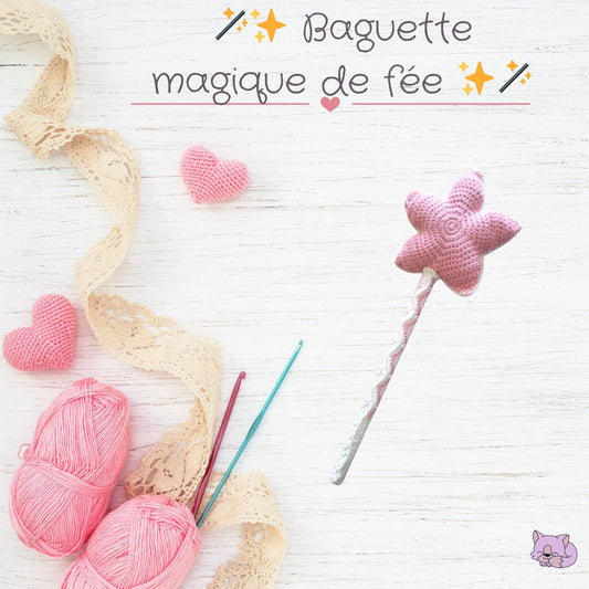 🪄✨ Baguette magique de fée en crochet – Fait main 👑✨