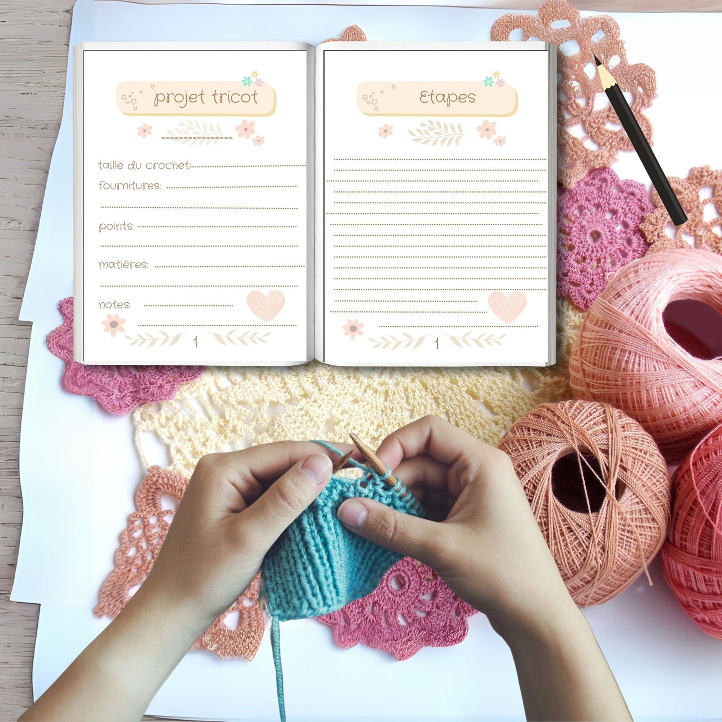 Mon carnet de projets crochet et tricot – Édition Douce 🧶💗
