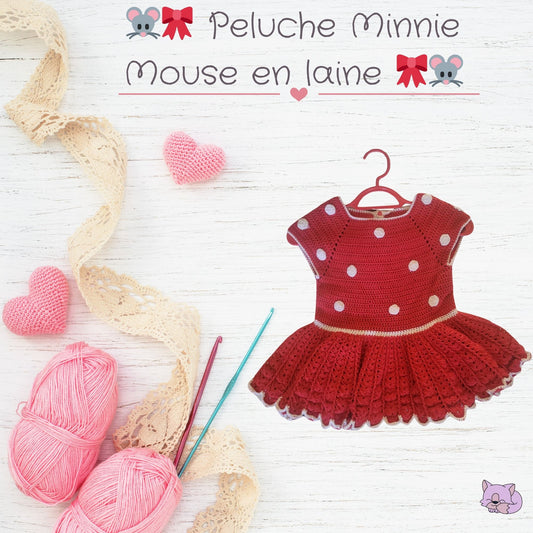 🎀 Robe Minnie Mouse rouge à pois blancs – 3/4 ans 🎀