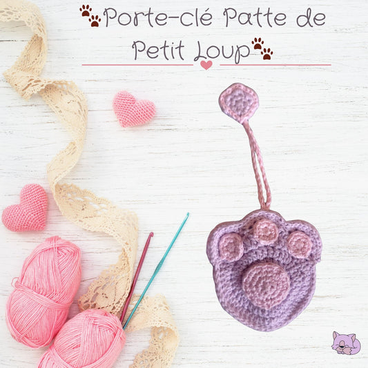 Porte-clé Patte de Petit Loup – Cache-clés malin en coton 💜🩷