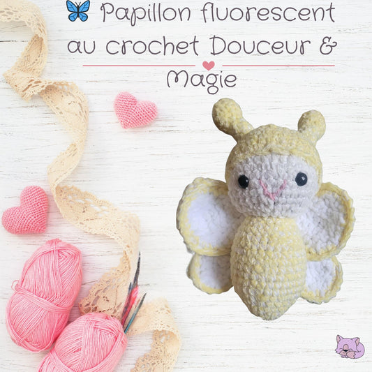 🦋 Papillon fluorescent au crochet – Douceur & Magie ✨