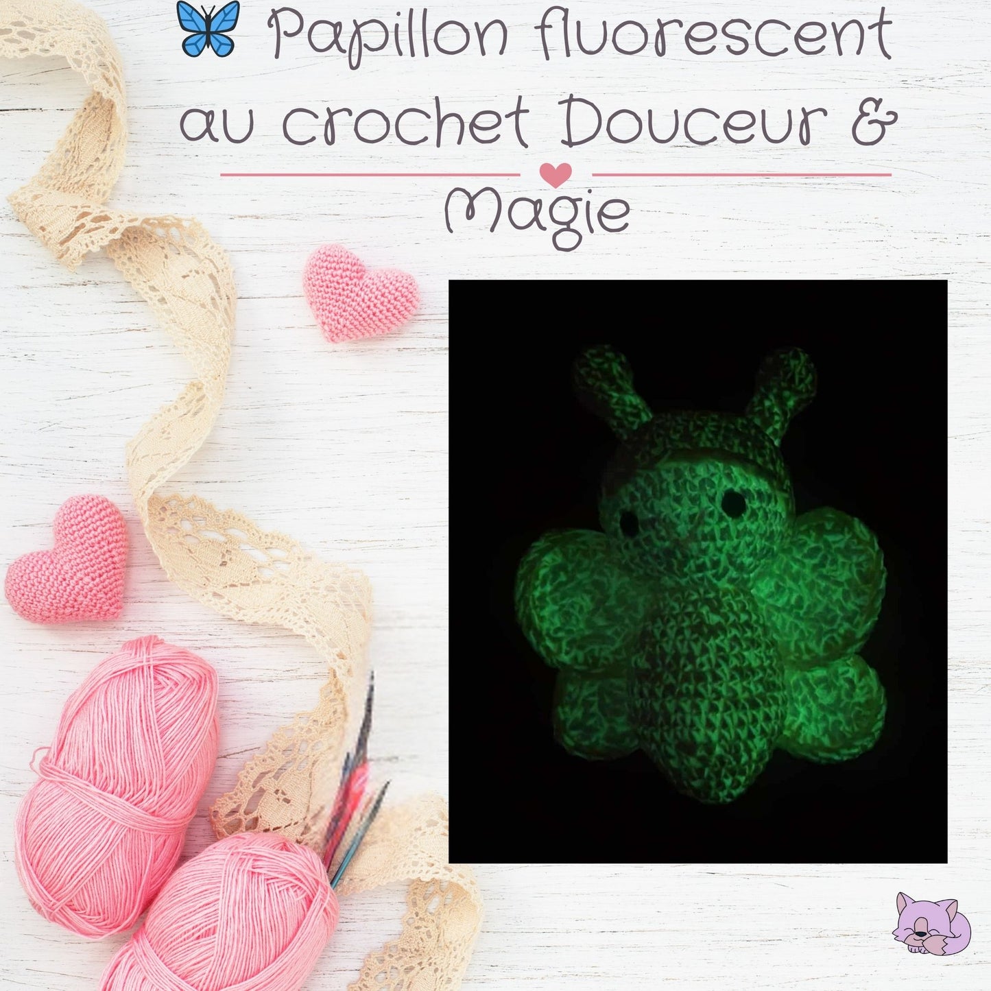 🦋 Papillon fluorescent au crochet – Douceur & Magie ✨
