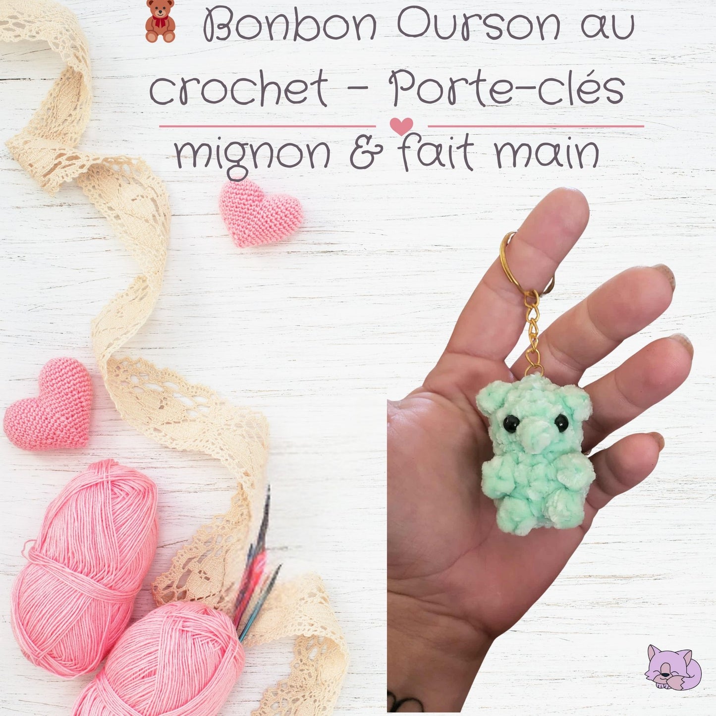 🧸 Bonbon Ourson au crochet – Porte-clés gourmand & tout doux