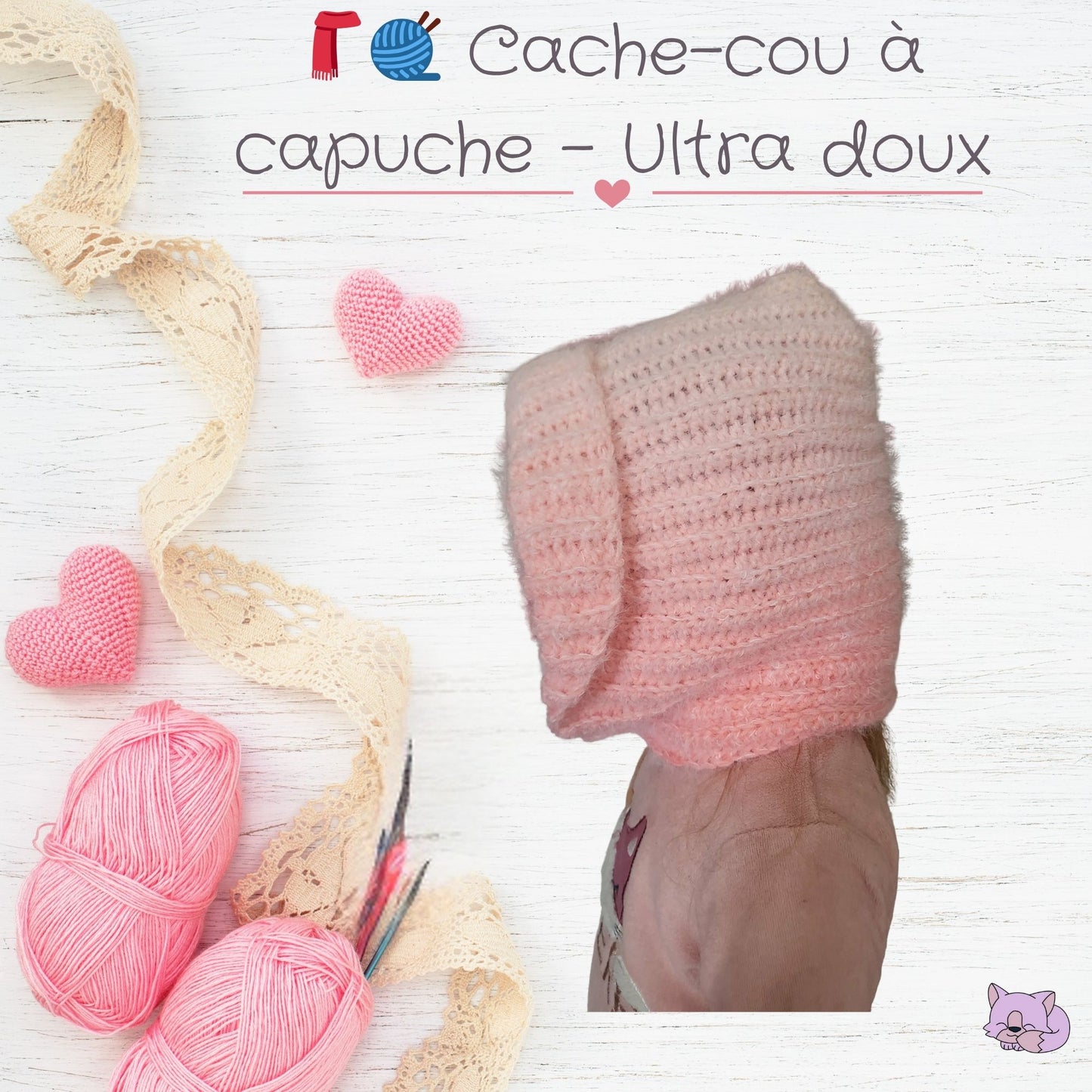 🧣🧶 Cache-cou à capuche – Ultra doux (3–6 ans)