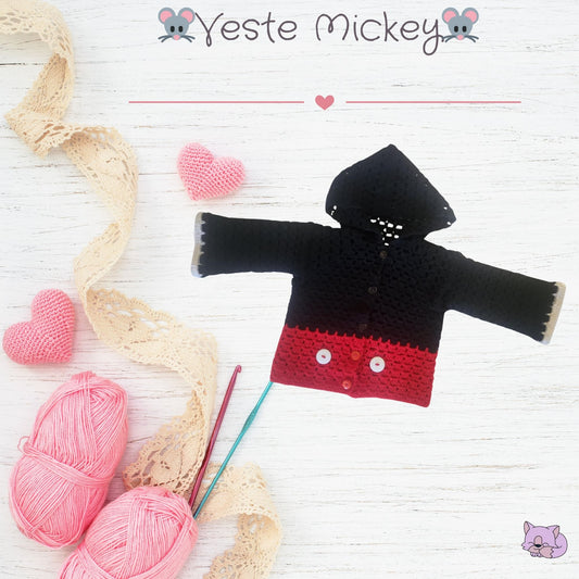 🌟 Veste Mickey Mouse en laine pour bébé (1-2 ans) 🌟