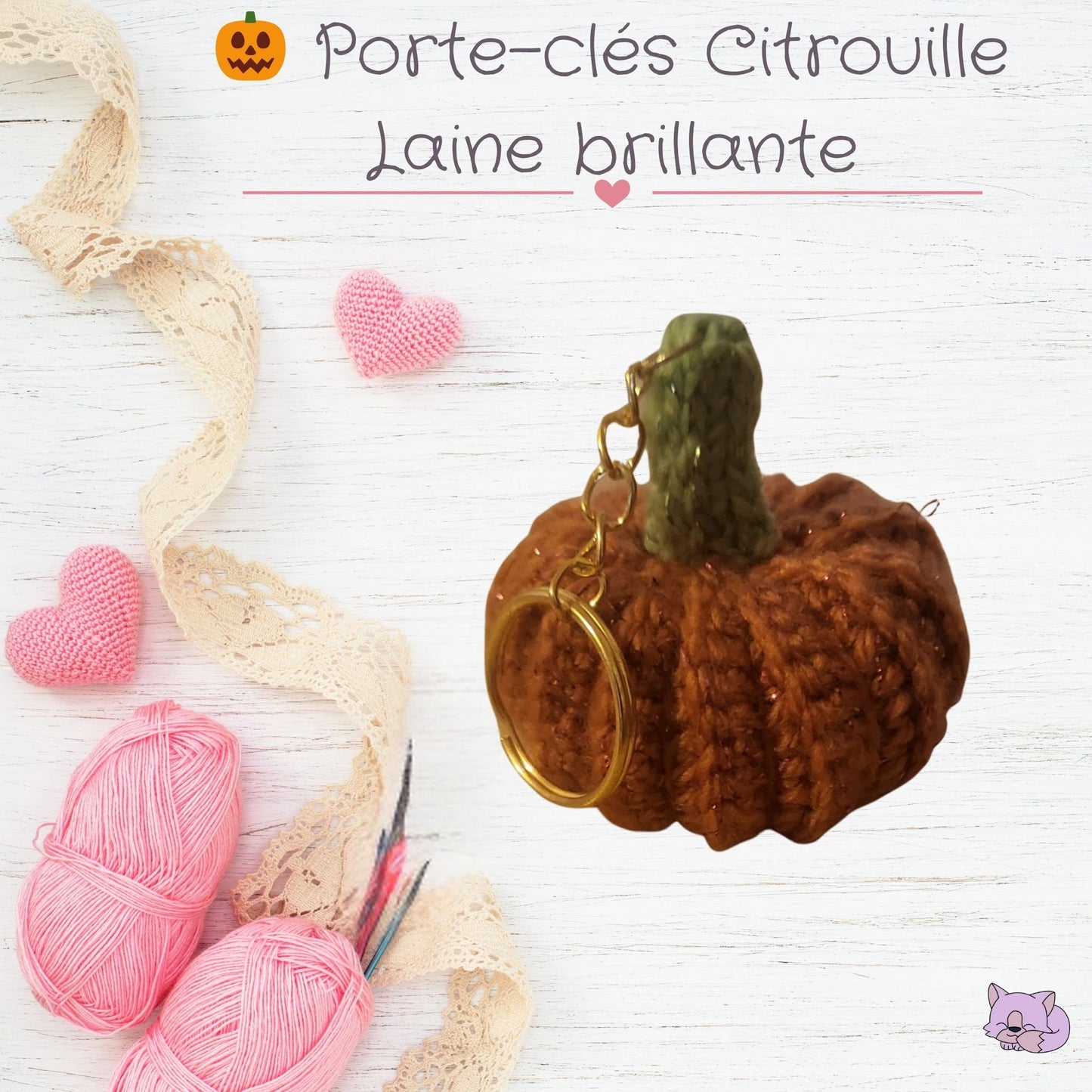 🎃 Porte-clés Citrouille crochetée – Laine brillante